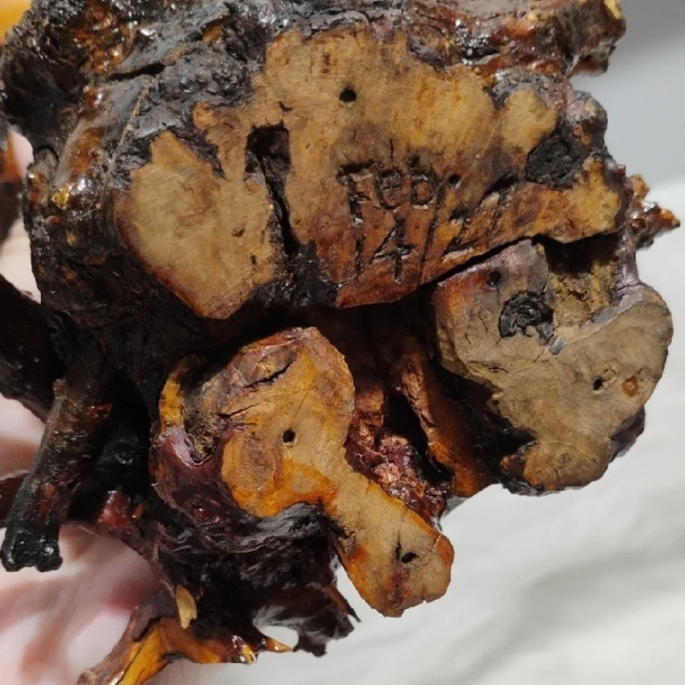Office) SALE! Hand Carved Wooden Burl Wood Rose Flower Vtg Art Sculpture